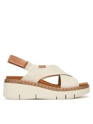 Pikolinos Sandały Gomera W0K-0606C1 Biały. Białe sandały damskie Pikolinos, bez wzorów, ze skóry, bez obcasa, na koturnie. Za 599.99 zł.