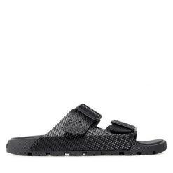 Klapki BOSS. Czarne klapki damskie Boss, bez wzorów, bez obcasa. Za 249.99 zł.