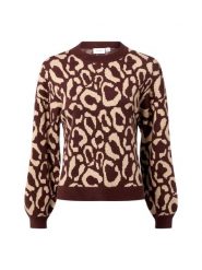 Vila Sweter damski z dzianiny - VITip Kobiety brązowy|beżowy wzorzysty, L. Brązowe swetry klasyczne damskie Vila, l, z dzianiny, bez kołnierzyka. Za 199.95 zł.