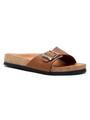 Comfortfusse Skórzane klapki w kolorze jasnobrązowym rozmiar: 35. Brązowe klapki damskie Comfortfusse, bez wzorów, ze skóry, bez obcasa. Za 184.95 zł.
