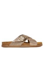Lasocki Klapki ARC-BIERGE-19 Złoty. Żółte klapki damskie Lasocki, bez wzorów, ze skóry, bez obcasa. Za 159.99 zł.
