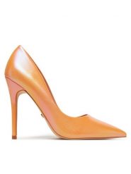 DeeZee Szpilki GAO-2312-6 Pomarańczowy. Brązowe szpilki DeeZee, bez wzorów, ze skóry, bez obcasa. Za 139.99 zł.