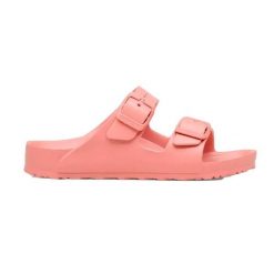 Klapki damskie Birkenstock Arizona Eva. Czerwone klapki damskie Birkenstock, bez wzorów, z materiału, bez obcasa. Za 357.00 zł.
