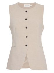 MOSS COPENHAGEN Kamizelka "Mirabelle Michelle" w kolorze beżowym rozmiar: M/L. Brązowe kamizelki damskie MOSS COPENHAGEN, l. Za 211.31 zł.