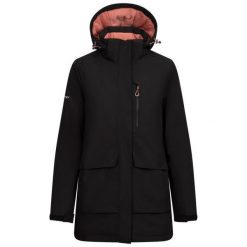 Trespass Hosho - Damska kurtka przeciwdeszczowa czarna. Czarne kurtki damskie Trespass, bez wzorów, z puchu, bez kaptura. Za 512.99 zł.