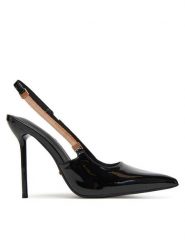 DeeZee Sandały Q96229-5 Czarny. Czarne sandały damskie DeeZee, bez wzorów, z materiału, bez obcasa, na szpilce. Za 159.99 zł.