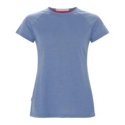 Damska koszulka z merynosów Elevenate Primo. Niebieskie bluzki sportowe damskie ELEVENATE, bez wzorów, bez ramiączek. Za 320.00 zł.