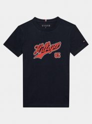 Tommy Hilfiger T-Shirt Hilfiger Script Tee S/S KB0KB08679 Niebieski Regular Fit. Niebieskie t-shirty chłopięce Tommy Hilfiger, bez wzorów, z bawełny, bez ramiączek. Za 99.99 zł.