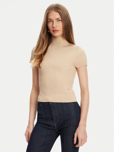 Guess Sweter W5YR04 Z0040 Beżowy Regular Fit. Brązowe swetry klasyczne damskie Guess, m, z syntetyku, bez kołnierzyka. Za 169.99 zł.