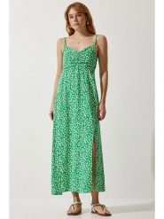 Happiness Istanbul Sukienka w kolorze zielonym rozmiar: 36. Zielone sukienki damskie Happiness Istanbul, bez wzorów, bez kołnierzyka, bez ramiączek, maxi. Za 65.54 zł.