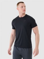 4F Koszulka treningowa szybkoschnąca męska - czarna S. Czarne t-shirty sportowe męskie 4f, m, z dzianiny, bez ramiączek, na fitness i siłownię. Za 79.99 zł.