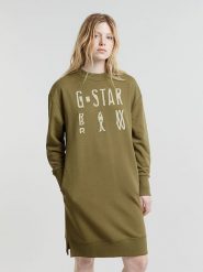 G-Star Sukienka dresowa w kolorze khaki rozmiar: XL. Brązowe sukienki damskie G-Star, xl, bez wzorów, z dresówki, retro, bez kołnierzyka, bez ramiączek, midi. Za 245.96 zł.