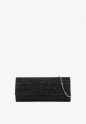 Czarna Cyrkoniowa Torebka Kopertówka Vices Devrina. Czarne torebki wieczorowe Renee, bez wzorów, eleganckie, bez kołnierzyka, bez ramiączek. Za 49.99 zł.