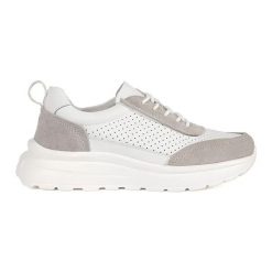 Goodin Skórzane ażurowe buty sportowe na grubej podeszwie białe. Białe buty sportowe na co dzień damskie w ażurowe wzory, z materiału. Za 274.92 zł.