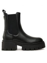 Guess Sztyblety Charlotte FLFCHT ELE10 Czarny. Czarne botki damskie Guess, ze skóry, bez obcasa, na płaskiej podeszwie, bez zapięcia. Za 519.99 zł.