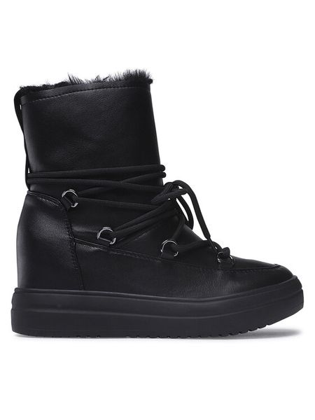 Jenny Fairy Botki WS5829-03 Czarny. Czarne botki damskie Jenny Fairy, ze skóry, bez obcasa, na koturnie, bez zapięcia. Za 199.99 zł.