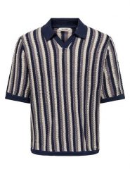 ONLY & SONS Sweter "Onsthue" w kolorze granatowo-beżowym rozmiar: S. Brązowe swetry męskie Only & Sons, s, bez wzorów, bez kołnierzyka. Za 69.91 zł.