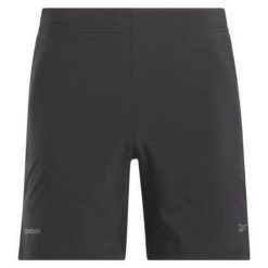 Spodenki treningowe męskie Reebok Speed 4.0. Czarne szorty męskie Reebok, bez kołnierzyka. Za 191.90 zł.