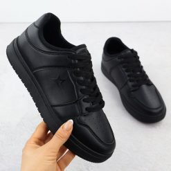 Półbuty sportowe czarne Big Star RR274A242. Czarne półbuty damskie Big Star, bez wzorów, ze skóry ekologicznej, retro, bez obcasa. Za 99.00 zł.