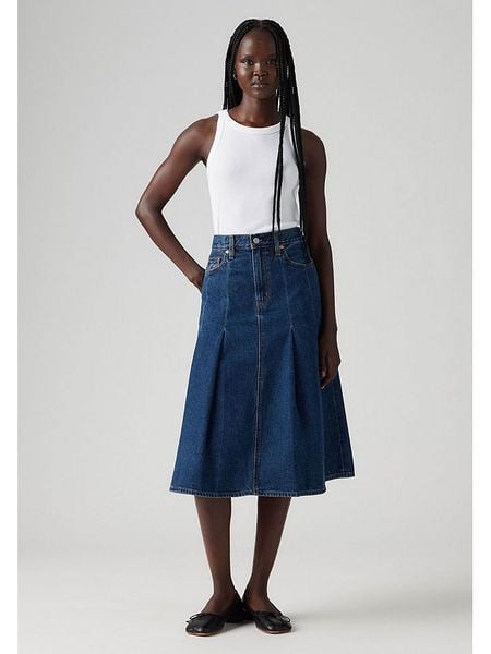 Levi's Spódnica dżinsowa w kolorze granatowym rozmiar: W23. Niebieskie spódniczki damskie Levi's, s, z aplikacjami, z bawełny, klasyczne, z podwyższonym stanem, midi. Za 109.78 zł.