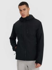 4F Kurtka softshell wiatroodporna membrana 8000 męska - czarna L. Czarne kurtki męskie 4f, l, bez wzorów, z dzianiny, z kapturem. Za 349.99 zł.