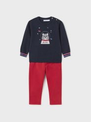 Mayoral Komplet sweter i spodnie materiałowe 2.544 Czerwony Regular Fit. Czerwone spodnie niemowlęce Mayoral, bez wzorów, z materiału, bez kołnierzyka. Za 129.99 zł.