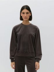 Welurowa bluza - brązowy. Brązowe bluzy bez kaptura damskie Reserved, l, z dzianiny. W wyprzedaży za 59.99 zł.