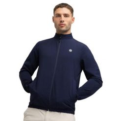 Męska golfowa kurtka przeciwdeszczowa Siroko Muirfield Navy. Niebieskie kurtki męskie SIROKO, l, bez wzorów, sportowe, bez kaptura. Za 298.00 zł.