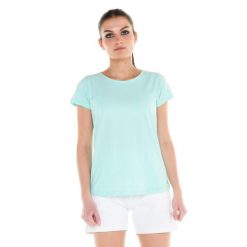 Podstawowy t-shirt damski. Niebieskie t-shirty damskie LEONE 1947 APPAREL, l, bez wzorów, z tkaniny, bez kołnierzyka. W wyprzedaży za 77.40 zł.