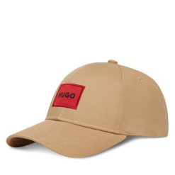 Czapka z daszkiem HUGO. Brązowe czapki męskie Hugo, bez wzorów. Za 119.99 zł.