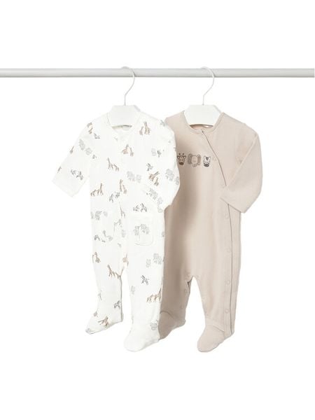 Mayoral Komplet śpiochów 2703 Beżowy. Brązowe śpiochy niemowlęce Mayoral, z bawełny, bez ramiączek. Za 149.99 zł.