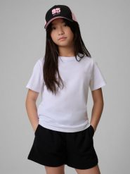 4F T-shirt regular gładki dziewczęcy - biały 122 (6-7 lat). Białe koszulki dziewczęce 4f, bez wzorów, z bawełny, bez ramiączek. Za 29.99 zł.
