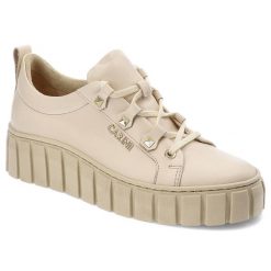 Beżowe Półbuty Carinii Stylowe Buty Na Platformie. Brązowe półbuty damskie Carinii, bez wzorów, ze skóry, eleganckie, bez obcasa, na obcasie. Za 385.00 zł.
