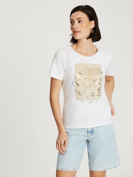 Cross Jeans Koszulka w kolorze białym rozmiar: XS. Białe bluzki damskie Cross Jeans, xs, bez wzorów, z jeansu, bez kołnierzyka, bez ramiączek. Za 41.39 zł.