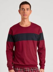 Calida Bluza w kolorze bordowo-czarnym rozmiar: M. Czerwone bluzy bez kaptura męskie Calida, m, z bawełny. Za 151.90 zł.