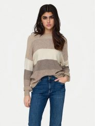 ONLY Sweter Atia 15220044 Beżowy Regular Fit. Brązowe swetry klasyczne damskie Only, m, z syntetyku, bez kołnierzyka. Za 129.99 zł.