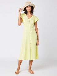 Rip Curl Sukienka "Premium Surf" w kolorze żółtym rozmiar: M. Żółte sukienki damskie Rip Curl, na co dzień, m, bez wzorów, z bawełny, bez kołnierzyka, bez ramiączek, midi, proste. Za 144.58 zł.