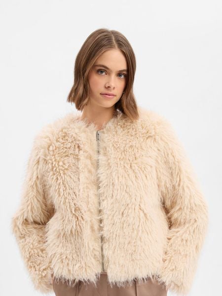 Opus Damska kurtka ze sztucznego futra - Heti Kobiety Sztuczne włókno beżowy jednolity, 36. Brązowe kurtki damskie Opus, bez wzorów, z włókna, bez kaptura. Za 649.95 zł.
