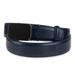 Granatowy skórzany pasek męski ELITE BETLEWSKI® granatowy 115-cm. Niebieskie paski męskie bez wzorów. Za 61.50 zł.