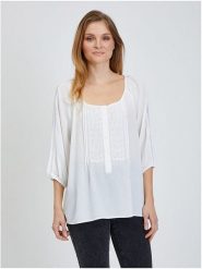 Orsay Bluzka w kolorze białym rozmiar: 46. Białe bluzki damskie ORSAY, bez wzorów, z wiskozy, bez kołnierzyka, bez ramiączek. Za 56.99 zł.