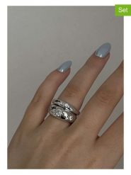 Heliophilia Pierścionki (2 szt.) z cyrkoniami rozmiar: onesize. Szare pierścionki damskie Heliophilia, z cyrkonią, srebrne. Za 117.45 zł.