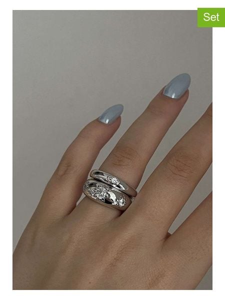 Heliophilia Pierścionki (2 szt.) z cyrkoniami rozmiar: onesize. Szare pierścionki damskie Heliophilia, z cyrkonią, srebrne. Za 156.98 zł.