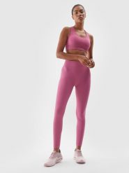 4F Legginsy treningowe bezszwowe z wysokim stanem damskie - różowe M/L. Czerwone legginsy damskie 4f, l, bez wzorów, z dzianiny. W wyprzedaży za 79.99 zł.