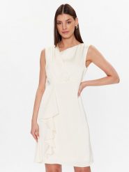 DKNY Sukienka koktajlowa DD2K2383 Écru Regular Fit. Sukienki damskie DKNY, bez wzorów, z syntetyku, wizytowe, bez kołnierzyka, bez ramiączek. Za 529.99 zł.