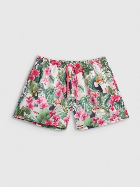 4F Spodenki plażowe z filtrem UPF50+ damskie - multikolor S. Brązowe spodenki sportowe damskie 4f, s, z dzianiny, do pływania. Za 99.99 zł.