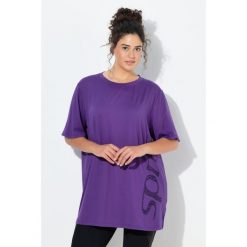 Damskie Bluzka funkcyjna krój trapezowy okrągły dekolt rękaw 1/2 z recyklingu. Fioletowe bluzki sportowe damskie Ulla Popken, plus size, z elastanu, bez kołnierzyka, bez ramiączek. Za 199.99 zł.