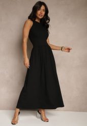 Czarna Rozkloszowana Sukienka z Bawełny z Kieszeniami Lirevane. Czarne sukienki damskie Renee, na co dzień, l, bez wzorów, z bawełny, eleganckie, bez kołnierzyka, bez ramiączek, maxi, rozkloszowane. W wyprzedaży za 104.99 zł.