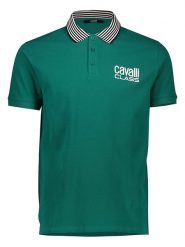 Cavalli CLASS Koszulka polo w kolorze zielonym rozmiar: L. Zielone koszulki polo męskie Cavalli Class, l, bez wzorów, z bawełny, bez ramiączek. Za 131.74 zł.