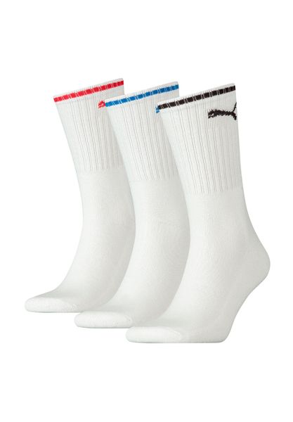 Skarpety Puma Sport Crew Stripe 3Pack białe. Białe skarpetki damskie Puma, bez wzorów, z bawełny. Za 45.99 zł.
