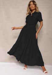 Czarna Rozkloszowana Sukienka z Paskiem w Talii Vimalise. Czarne sukienki damskie Renee, na imprezę, m, bez wzorów, eleganckie, bez kołnierzyka, bez ramiączek, maxi, rozkloszowane. W wyprzedaży za 151.99 zł.